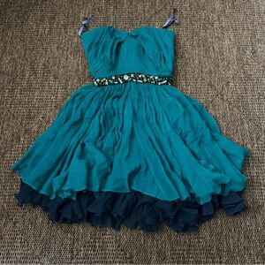 Vera Wang Lavender Label Teal Strapless Dress